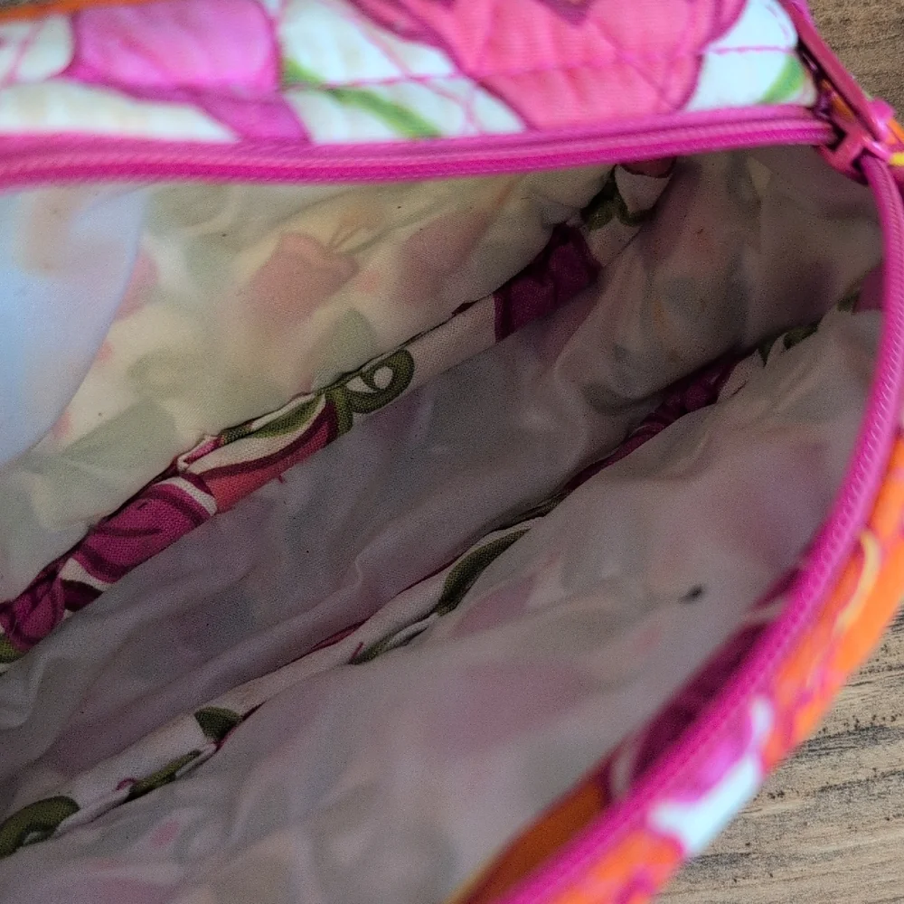 Vera Bradley Pink Tulip Cosmetic Case Makeup Bag Inside Mirror 4x8           M54